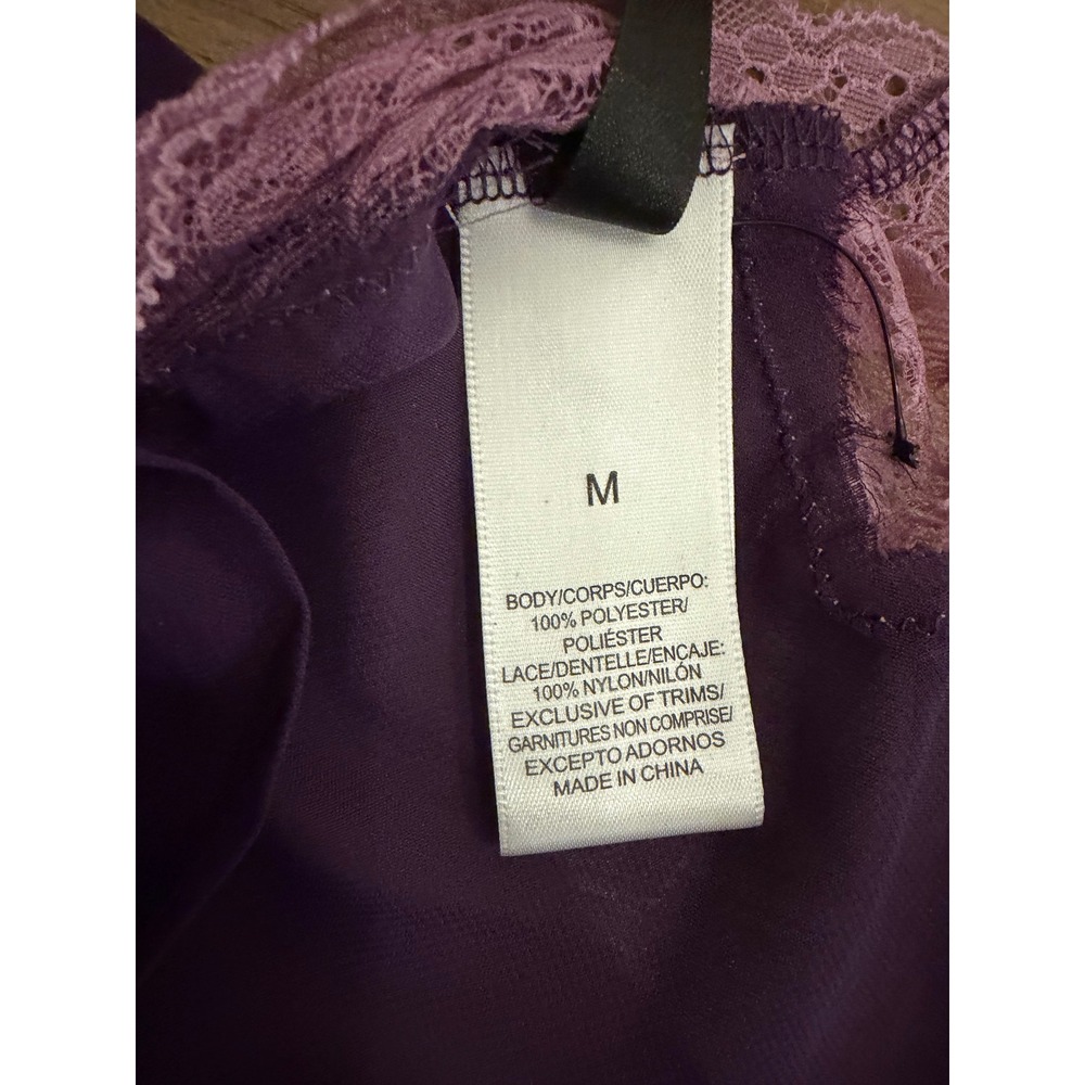 Adore Me Purple Lace Trim Bow Detail Babydoll Chemise Lingerie M - Picture 8 of 8